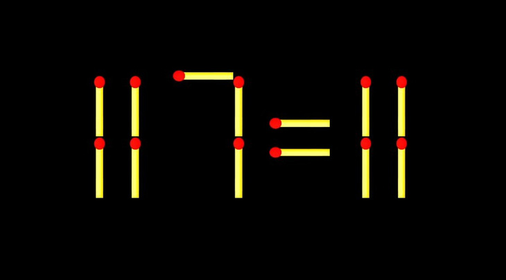 Thử tài IQ: Di chuyển một que diêm để 117=11 thành phép tính đúng - Ảnh 1.