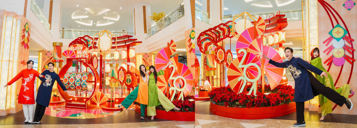 Vincom Mega Mall Royal City gây ấn tượng với Vườn Xuân may mắn mang đặc trưng ngày Tết của miền Bắc và miền Trung - Ảnh: Đ.H.