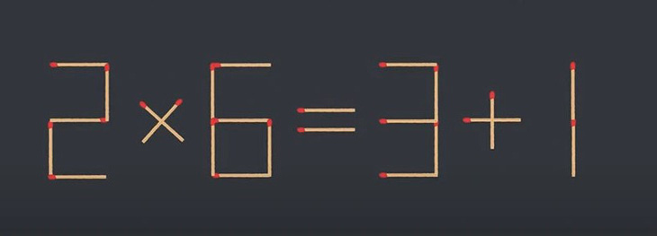 Thử tài IQ: Di chuyển một que diêm để 2x6=3+1 thành phép tính đúng- Ảnh 1.