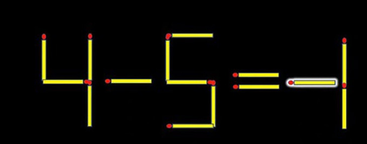 Thử tài IQ: Di chuyển một que diêm để 4-9=1 thành phép tính đúng- Ảnh 2.
