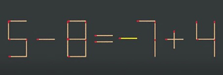 Thử tài IQ: Di chuyển một que diêm để 5+8=7+4 thành phép tính đúng- Ảnh 2.