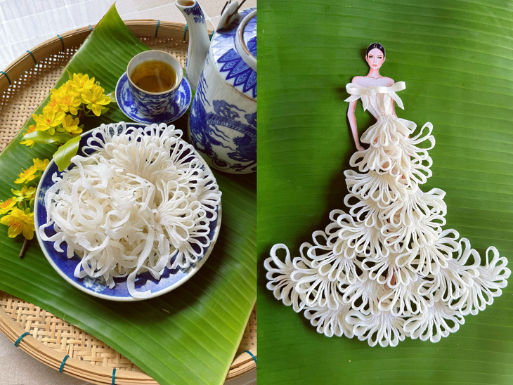 Mẫu váy lấy ý tưởng thiết kế từ mứt dừa của Nguyễn Minh Công - Ảnh: NVCC