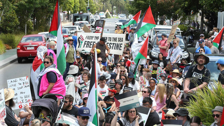 Biểu tình ủng hộ Palestine ở Geelong, Úc. Ảnh: Geelong Advertiser
