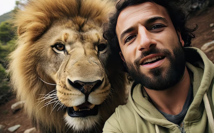 Nhảy vào chuồng sư tử để... selfie
