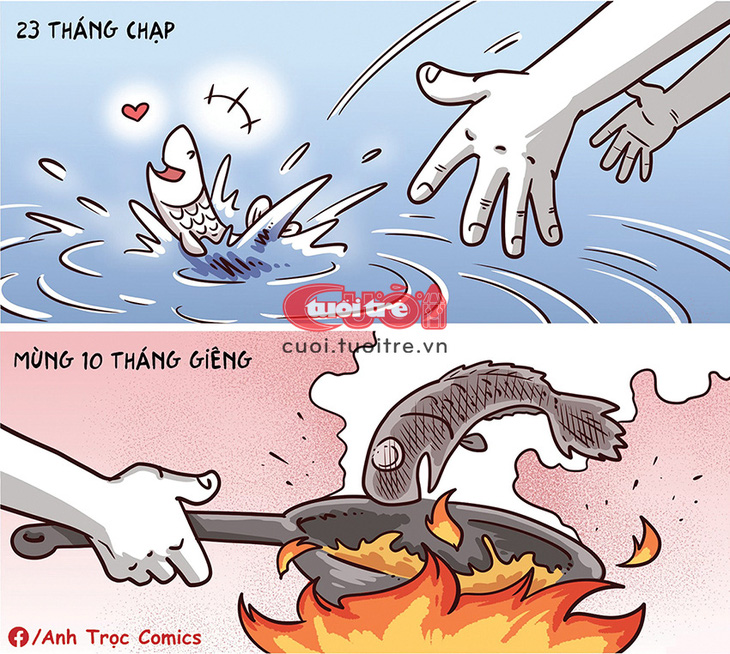 Hai thái cực cá chép, cá lóc - Tranh: Anh Trọc Comics