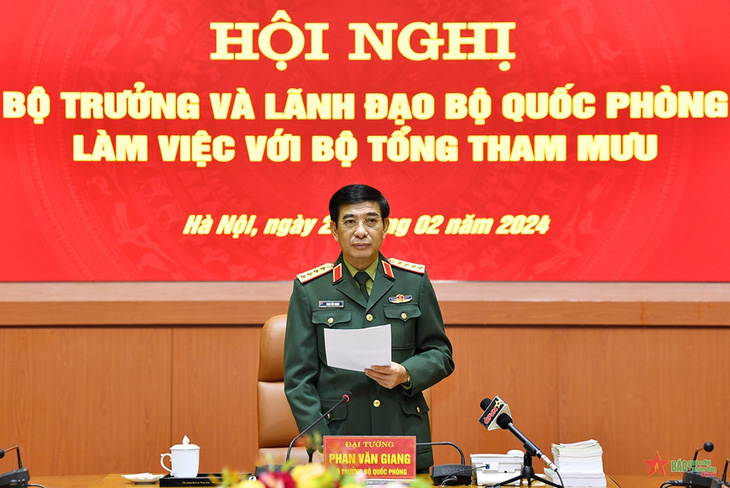 Đại tướng Phan Văn Giang chủ trì hội nghị - Ảnh: QĐND