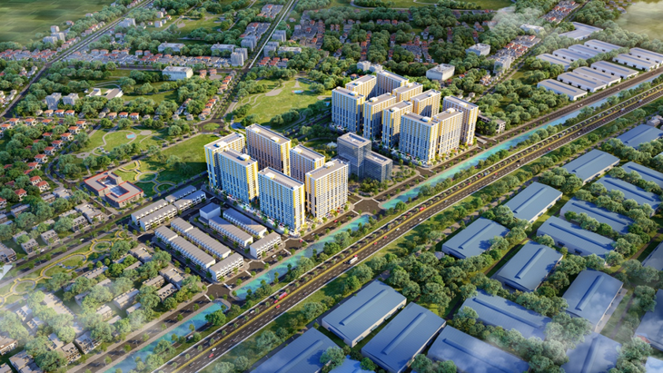 Mô hình một dự án nhà ở xã hội đang được xây dựng tại tỉnh Bắc Giang - Ảnh: B.N.