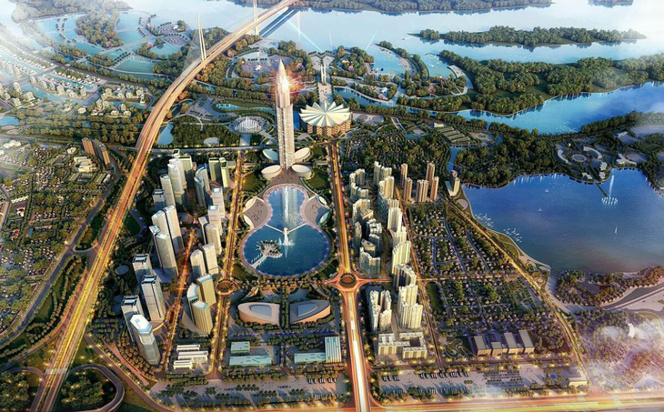 Thành phố thông minh phía bắc Hà Nội với Tháp tài chính 108 tầng - Ảnh: H.G.