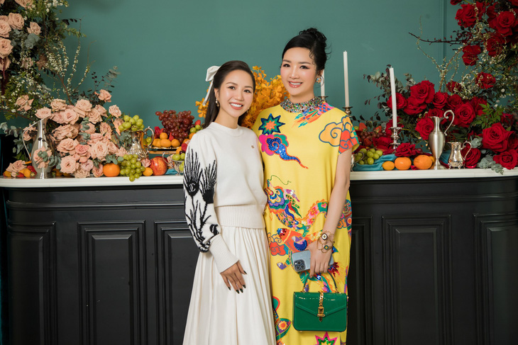 Hoa hậu Giáng My (phải) đến chung vui cùng doanh nhân Phương Nguyễn