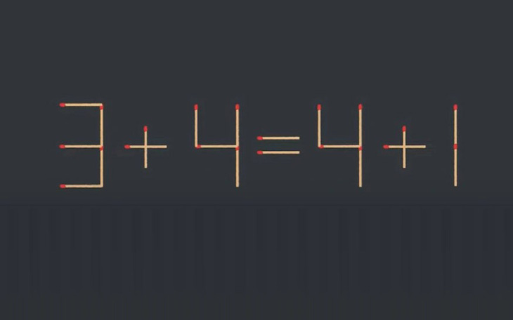 Thử tài IQ: Di chuyển một que diêm để 3+4=4+1 thành phép tính đúng