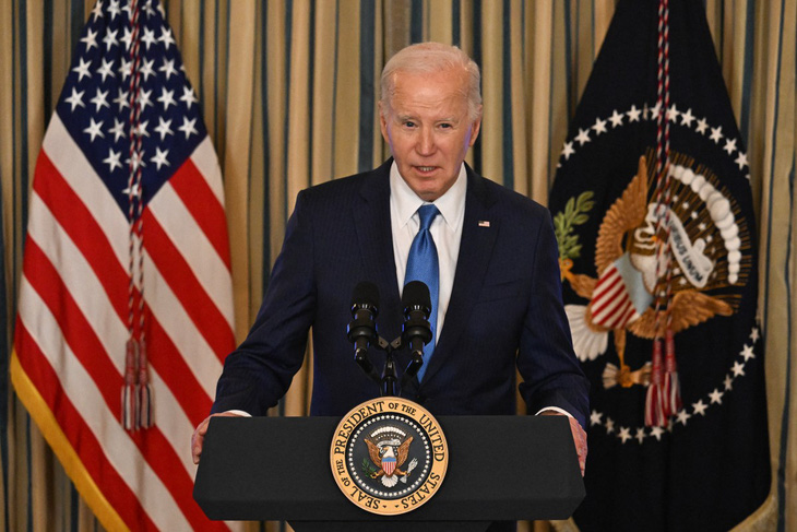 Tổng thống Mỹ Joe Biden phát biểu tại Nhà Trắng ngày 28-2 - Ảnh: AFP