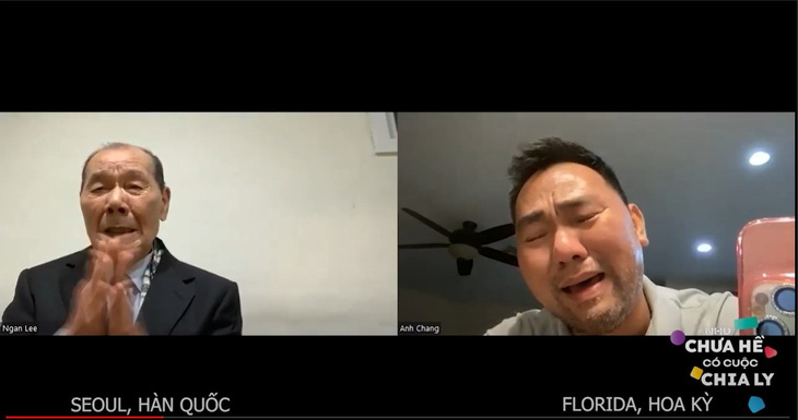 Hai cha con từ Hàn Quốc và Mỹ  xúc động gặp gỡ nhau online - Ảnh: Cắt từ màn ảnh