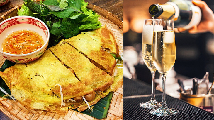 Một loại rượu vang sủi bình thường, khô sẽ rất phù hợp với bánh xèo Việt Nam - Ảnh: Shutterstock