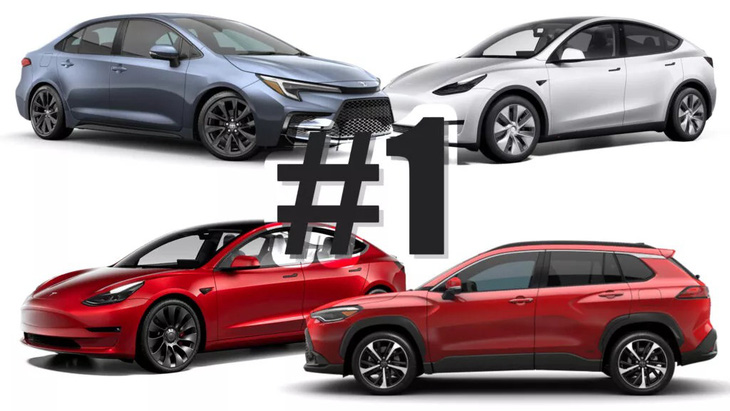 Tùy quan điểm của từng người mà ngôi vị xe bán chạy số 1 thế giới trong năm 2023 sẽ là Toyota Corolla hoặc Tesla Model Y - Ảnh: Carscoops