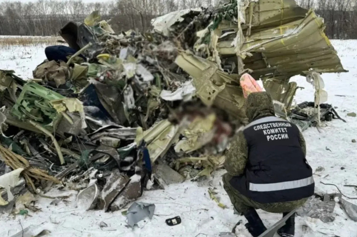 Hiện trường vụ rơi máy bay chở theo 65 tù nhân Ukraine hồi cuối tháng 1 ở sát biên giới Nga - Ukraine - Ảnh: ASIA TIMES