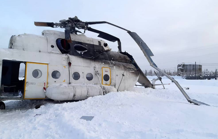 Một trực thăng Mi-8 của Nga trong một vụ tai nạn năm 2019 - Ảnh: TASS