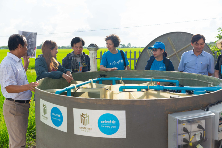 Bể Aquonic đã được lắp đặt và đi vào vận hành từ tháng 11-2023, tại Trường tiểu học Long Phú C (Sóc Trăng). Ảnh: UNICEF Việt Nam