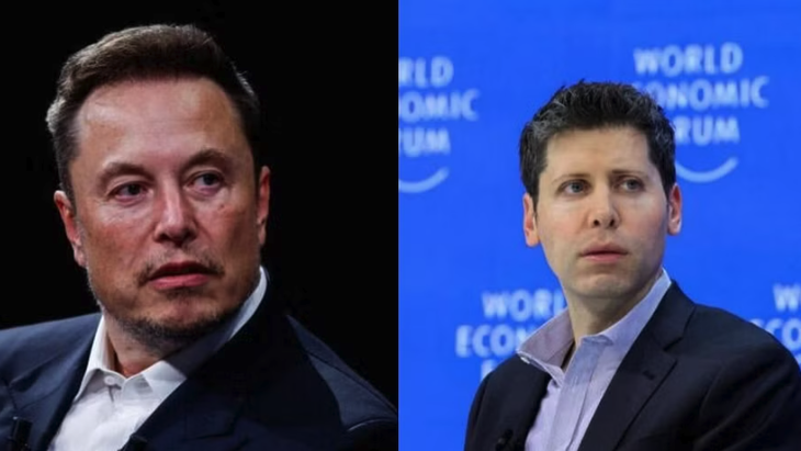 Tỉ phú Elon Musk (bìa trái) và CEO OpenAI Sam Altman - Ảnh: DECCAN HERALD/REUTERS