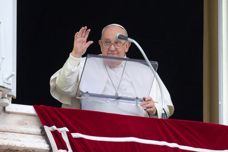 Giáo hoàng Francis tại buổi đọc Kinh truyền tin hằng tuần hôm 10-3 tại Dinh Tông tòa, Vatican - Ảnh: REUTERS