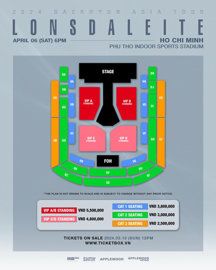 Giá vé concert Lonsdaleite của Baekhyun tại TP.HCM