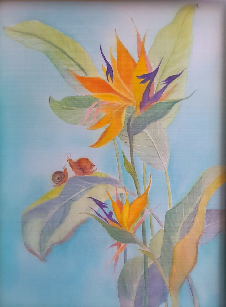 Tác phẩm Hoa thiên điểu (bay đi) của họa sĩ Lương Hiền