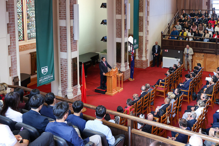 Thủ tướng phát biểu tại Đại học Victoria chiều 11-3 - Ảnh: VGP