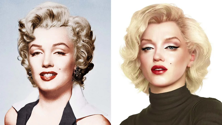 Marilyn Monroe (trái) và phiên bản kỹ thuật số Digital Marilyn. Nguồn: hollywoodreporter.com