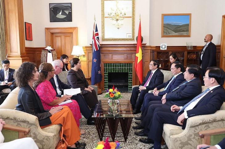 Quang cảnh cuộc hội kiến giữa Thủ tướng Phạm Minh Chính với Toàn quyền New Zealand Cindy Kiro - Ảnh: DƯƠNG GIANG