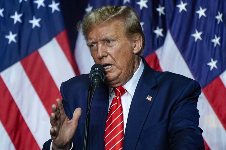 Ứng cử viên tổng thống Mỹ Donald Trump phát biểu trong một sự kiện vận động tranh cử ở bang Georgia, Mỹ hôm 9-3 - Ảnh: AFP
