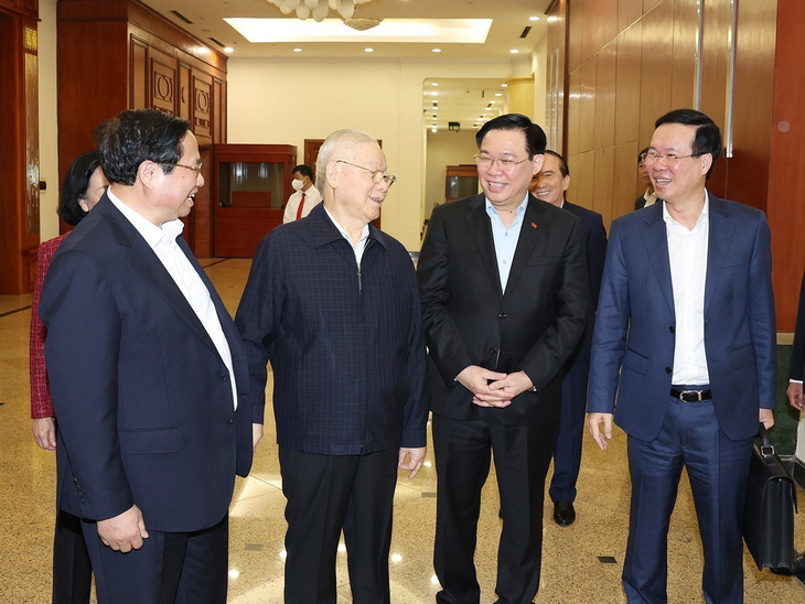 Tổng bí thư Nguyễn Phú Trọng cùng các lãnh đạo Đảng, Nhà nước tham dự phiên họp - Ảnh: TTXVN