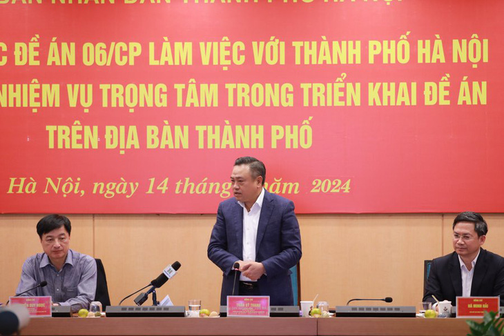 Chủ tịch UBND TP Hà Nội Trần Sỹ Thanh phát biểu tại phiên họp - Ảnh: UBND TP Hà Nội