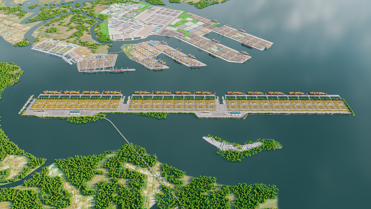 Phối cảnh cảng trung chuyển quốc tế Cần Giờ - Nguồn: Portcoast