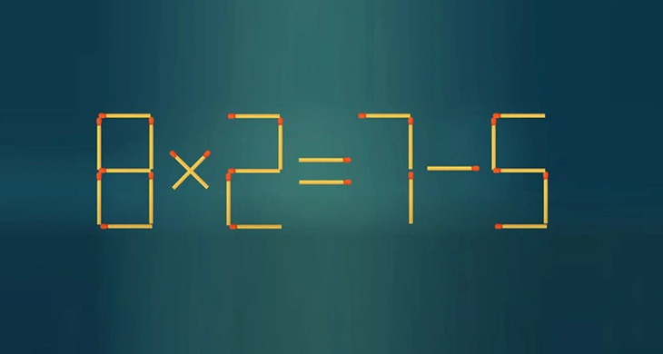 Thử tài IQ: Di chuyển một que diêm để 8x2=7-5 thành phép tính đúng- Ảnh 1.