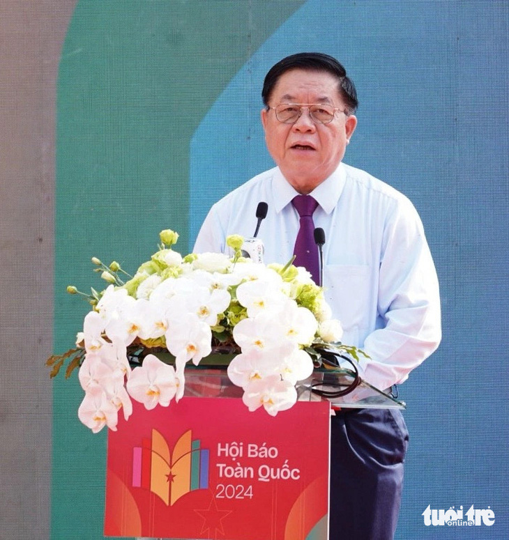 Ông Nguyễn Trọng Nghĩa - bí thư Trung ương Đảng, trưởng Ban Tuyên giáo Trung ương - phát biểu chỉ đạo - Ảnh: PHƯƠNG QUYÊN
