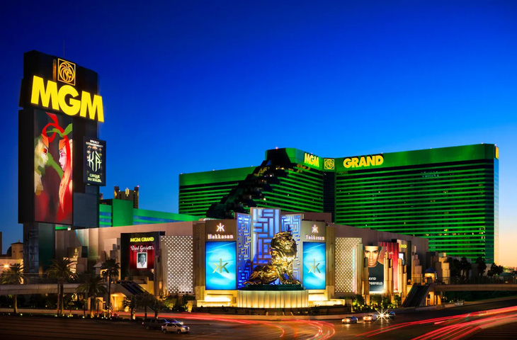 Close-up of MGM casino, one of the most luxurious entertainment places in America