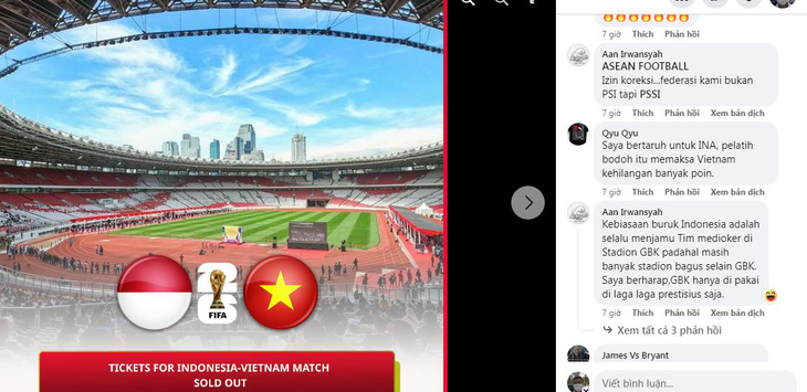 Nhiều cổ động viên khuyên Việt Nam nên chuẩn bị sẵn xe bọc thép để rời khỏi sân Gelora Bung Karno - Ảnh: ASEAN FOOTBALL