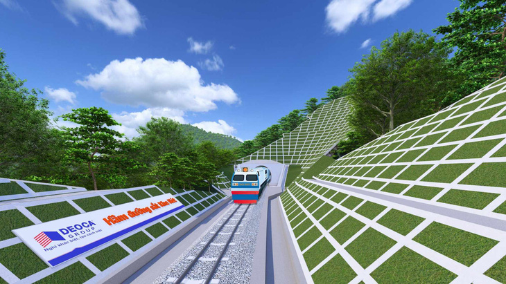 Ảnh 3D hầm và đường sắt qua đèo Khe Nét sau khi hoàn thành - Ảnh: KIM LIÊN