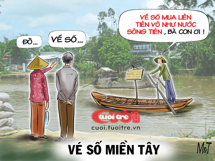 Khi vé số về miền Tây - Tranh: Đỗ Minh Tuấn 