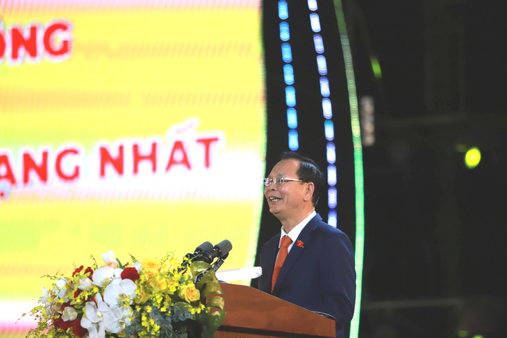 Ông Ngô Thanh Danh phát biểu tại lễ kỷ niệm 20 năm ngày thành lập tỉnh - Ảnh: TRUNG TÂN