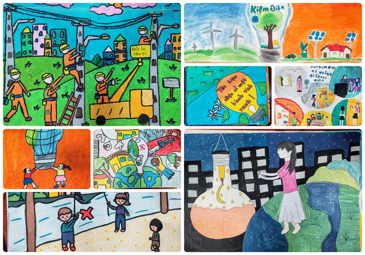 Một số tranh vẽ của học sinh Trường Tiểu học Nguyễn Bá Ngọc, thành phố Đông Hà - Ảnh: NVCC