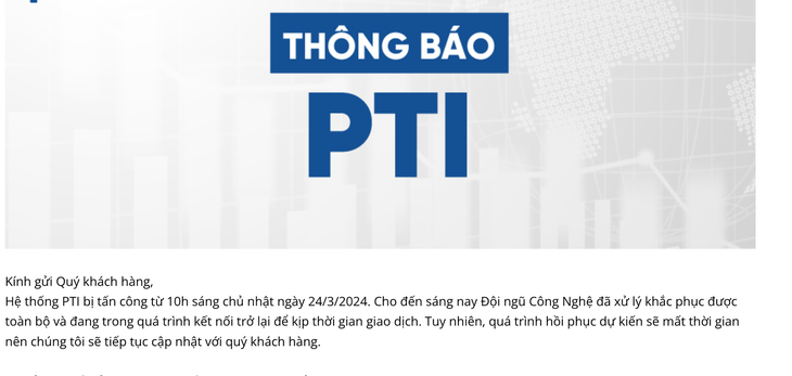  Hơn một ngày bị tấn công, đến chiều nay, hệ thống PTI vẫn chưa truy cập được trở lại - Ảnh chụp màn hình