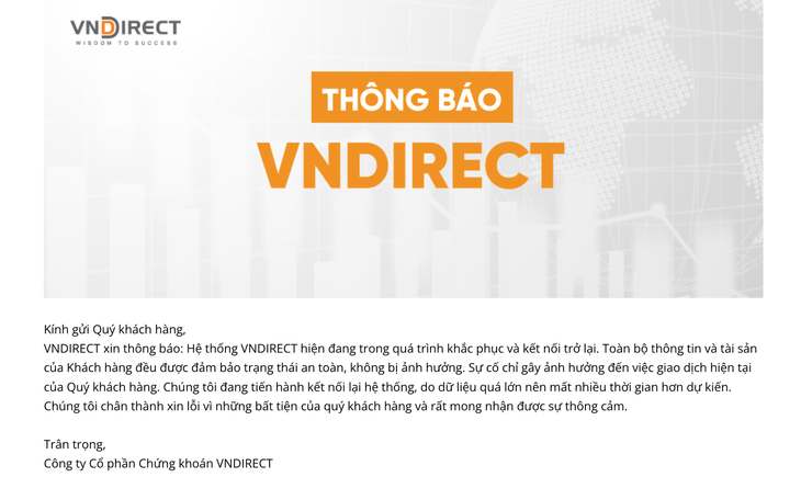 15h chiều 25-3, hệ thống của VNDirect vẫn chưa khắc phục xong - Ảnh chụp màn hình