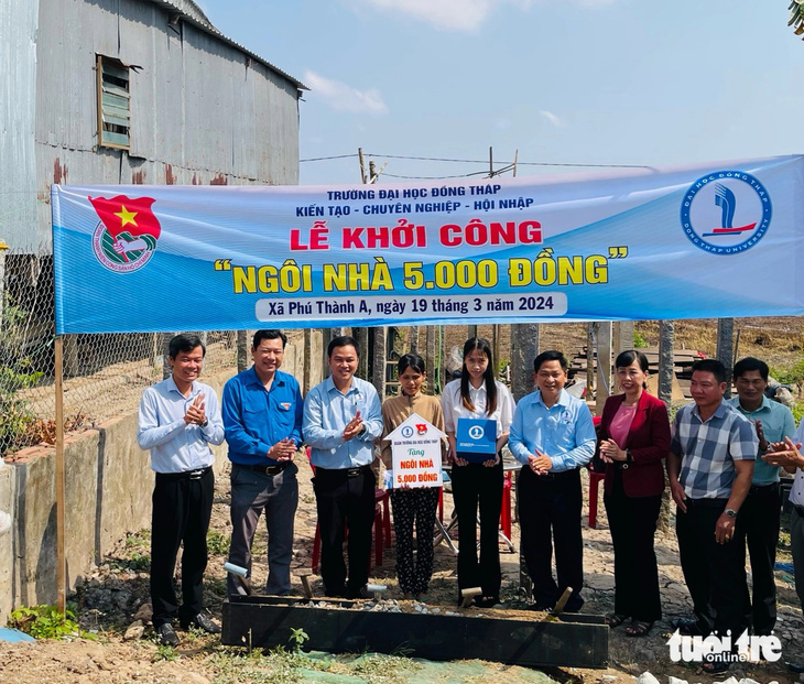 Ngôi nhà 5.000 đồng thứ 80 đã được khởi công ngày 19-3 vừa qua tại huyện Tam Nông, Đồng Tháp - Ảnh: DThU
