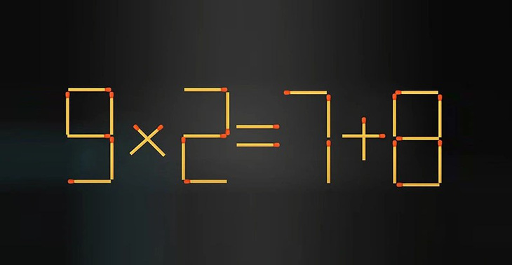 Thử tài IQ: Di chuyển một que diêm để 9x2=7+8 thành phép tính đúng- Ảnh 1.