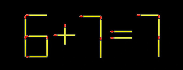 Thử tài IQ: Di chuyển một que diêm để 6+7=7 thành phép tính đúng- Ảnh 1.