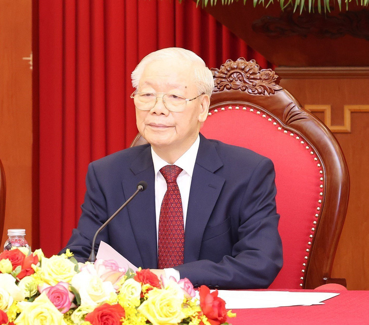 Tổng bí thư Nguyễn Phú Trọng tại cuộc điện đàm - Ảnh: TTXVN