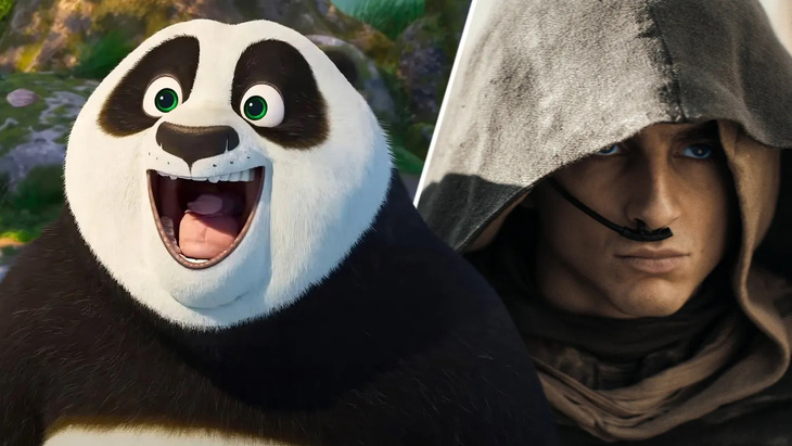Xếp ở vị trí thứ 2 và 3 trên bảng xếp hạng doanh thu lần lượt là Kung Fu Panda 4 và Dune 2 - Ảnh: DreamWorks/Legendary