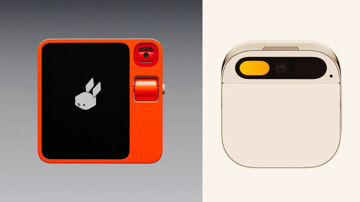 Rabbit R1 (trái) và AI Pin