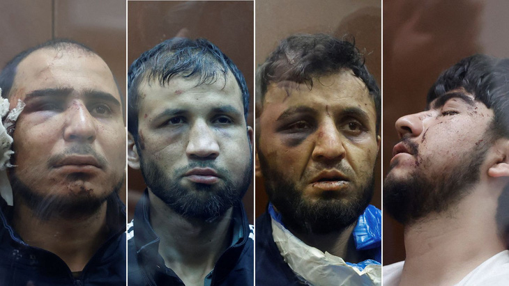 Bốn nghi phạm người Tajik bị bắt giữ liên quan vụ khủng bố Crocus. Ảnh: CNN