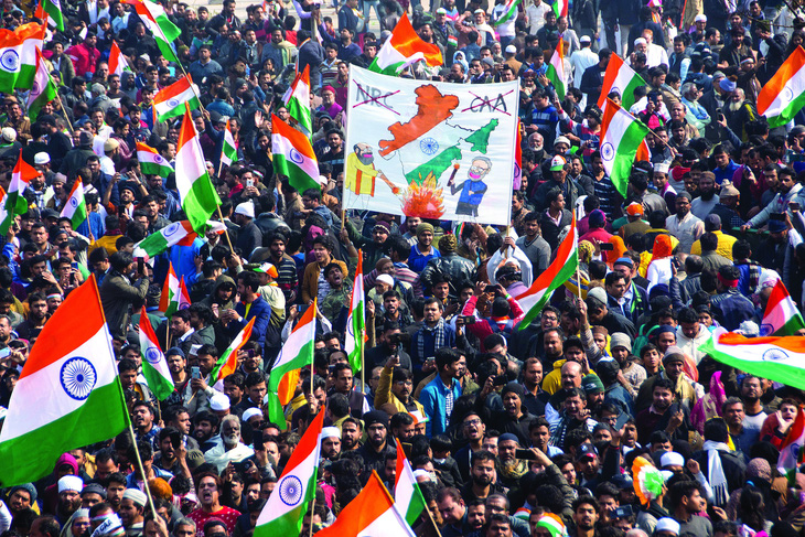 Biểu tình chống CAA ở New Delhi. Ảnh: Getty Images